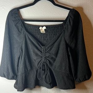 Puff sleeve smocked crop top